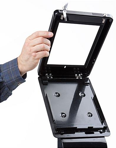 Navigator Plus Series iPad Floor Stand w/ Locking Enclosure & Poster Holder - Black - Image 4