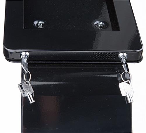 Navigator Plus Series iPad Floor Stand w/ Locking Enclosure & Poster Holder - Black - Image 5