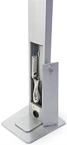 Navigator Plus Series iPad Pro Floor Stand w/ Locking Enclosure & Sign Panel - Silver - Image 4
