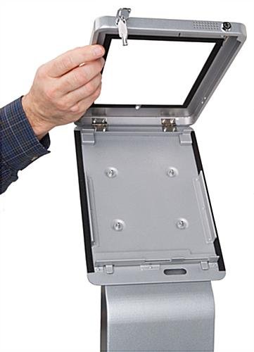 Navigator Series iPad Floor Stand & Enclosure w/ Lock and Hidden Power Strip - Silver - Image 3