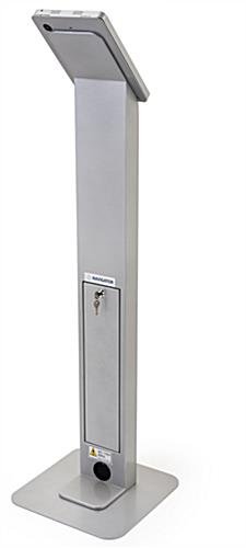 Navigator Series iPad Floor Stand & Enclosure w/ Lock and Hidden Power Strip - Silver - Image 4