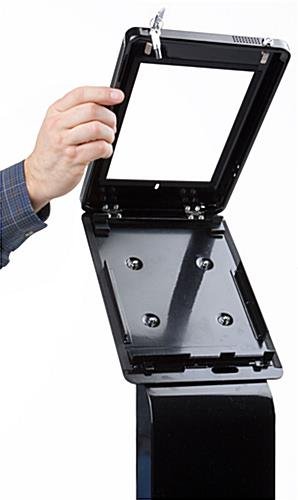Navigator Series iPad Floor Stand & Enclosure w/ Lock and Hidden Power Strip - Black - Image 3