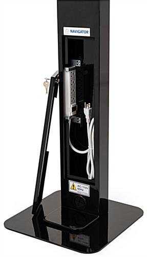 Navigator Series iPad Floor Stand & Enclosure w/ Lock and Hidden Power Strip - Black - Image 5