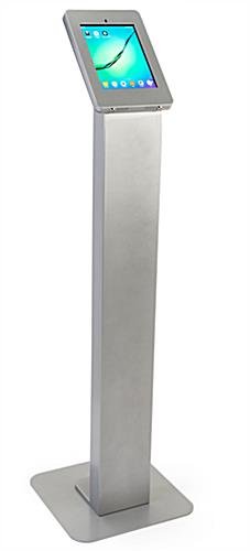 Navigator Series iPad Floor Stand & Enclosure w/ Lock and Hidden Power Strip - Silver