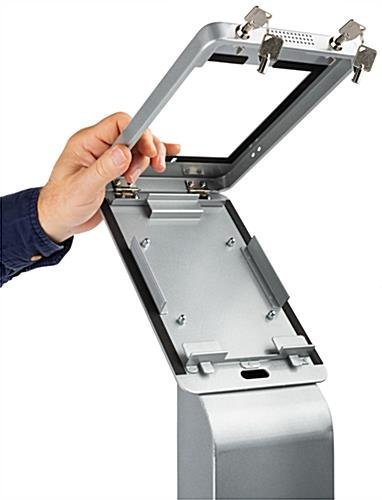 Navigator Series iPad Mini Floor Stand & Enclosure w/ Lock & Power Supply - Silver - Image 3