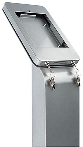 Navigator Series iPad Mini Floor Stand & Enclosure w/ Lock & Power Supply - Silver - Image 4