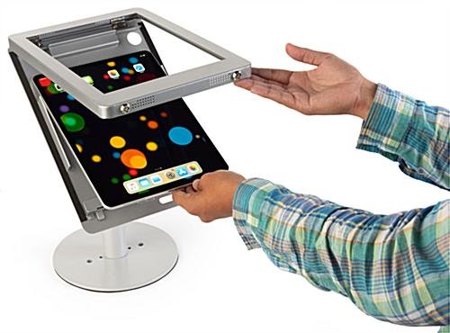 Navigator Series iPad Pro Counter Stand/Mount & Adjustable Enclosure w/ Lock - Silver - Image 4
