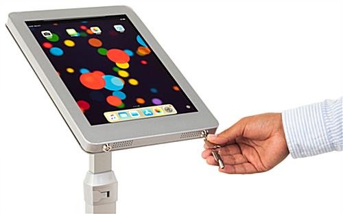 Navigator Series iPad Pro Floor Stand & Height Adjustable Enclosure w/ Lock - Silver - Image 5
