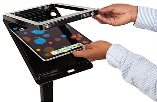 Navigator Series iPad Pro Floor Stand & Height Adjustable Enclosure w/ Lock - Black - Image 4
