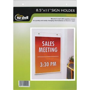 Nu-Dell Vertical Wall Sign Holder, 8-1/2"W x 11"L, Clear