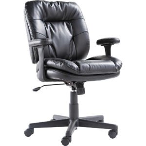 Office Impressions Mid-Back Leather Task Chair, Black