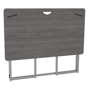 OfficeSource Any Space WFH Collection Mobile Folding Desk with Silver Frame
