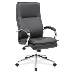 OfficeSource Arc Collection Executive High Back with Fixed Arms and High Crown Chrome Frame