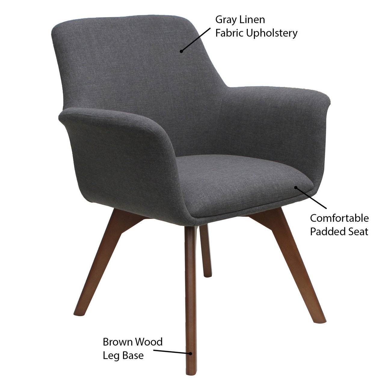 OfficeSource Bolster Collection Mid Back Guest Chair with Wood Leg Base - Image 3