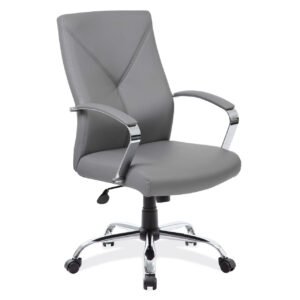 Executive High Back with Chrome Frame Leather Plus Chair Avb Black and Gray