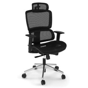 OfficeSource | Clever Collection | All Mesh High Back Chair with Headrest and Aluminum Base