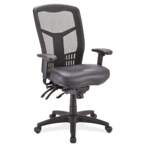 OfficeSource CoolMesh Collection Multi-Function, High Back Mesh Back Chair with Antimicrobial Upholstered Seat and Black Frame