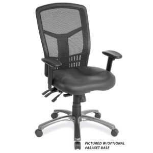 OfficeSource CoolMesh Collection Multi-Function, High Back Mesh Back Chair with Leather Upholstered Seat and Black Frame