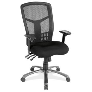OfficeSource CoolMesh Collection Multi-Function, High Back Mesh Back Chair with Upholstered Seat and Black Frame