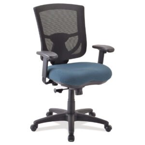 OfficeSource | CoolMesh Pro Collection | Mesh Back Task Chair with Antimicrobial Upholstered Seat, Adjustable Arms and Black Frame