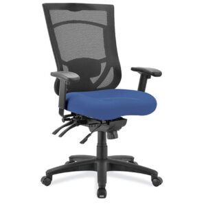 OfficeSource | CoolMesh Pro Collection | Multi-Function, High Back Chair with Upholstered Seat, Adjustable Arms and Black Frame
