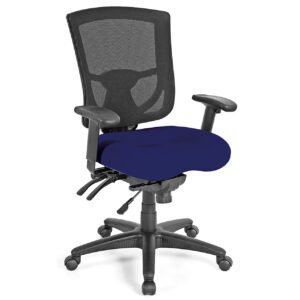 OfficeSource | CoolMesh Pro Collection | Multi-Function, Mid Back Chair with Upholstered Seat, Adjustable Arms and Black Frame