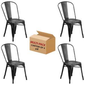 OfficeSource In-Or-Out Collection Indoor/Outdoor Distressed Dining Stack Chair