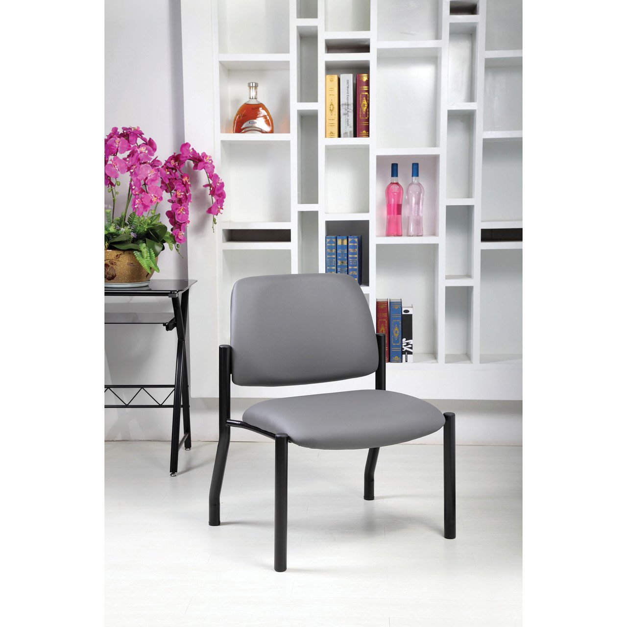OfficeSource OS Big & Tall Collection Armless Guest Chair with Black Frame - Image 6