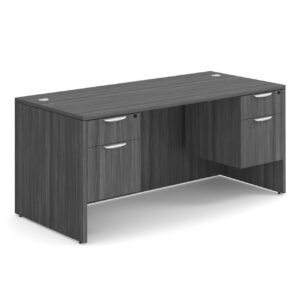 OfficeSource OS Laminate Collection Double 3/4 Pedestal Desk - 66" x 30"
