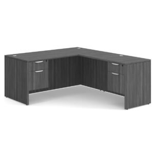 OfficeSource OS Laminate Collection Double 3/4 Pedestal "L" Desk - 66" x 30"