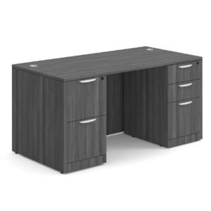OfficeSource OS Laminate Collection Double Full Pedestal Desk - 60" x 30"
