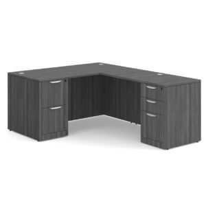 OfficeSource OS Laminate Collection Double Full Pedestal "L" Desk - 60" x 30"