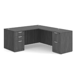 OfficeSource OS Laminate Collection Double Full Pedestal "L" Desk - 66" x 30"