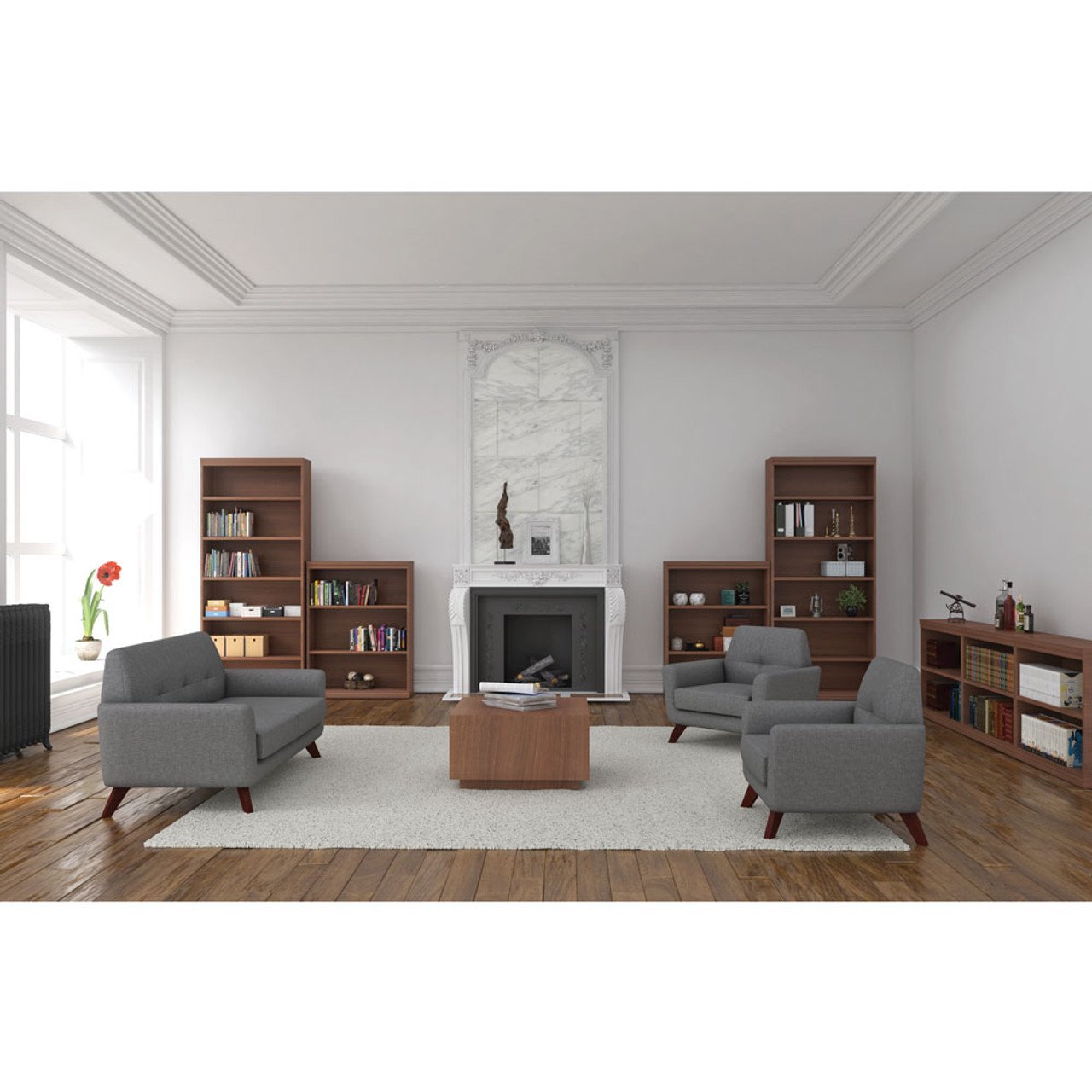 OfficeSource Partridge Collection Club Chair with Dark Cherry Wood Legs - Image 5