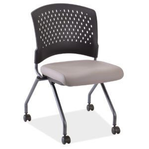 OfficeSource | Perch Collection | Armless Nesting Chair with Casters, Titanium Frame