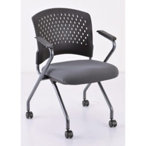 OfficeSource Perch Collection Nesting Chair with Arms and Casters, Titanium Frame 1