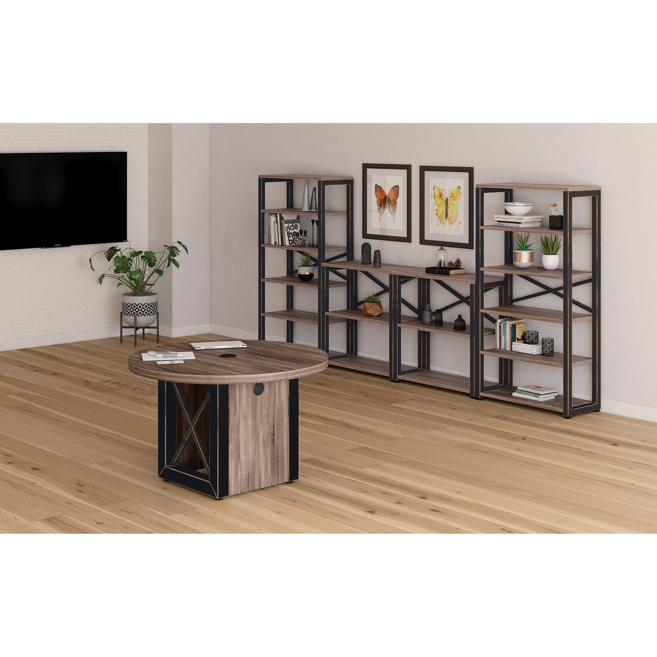 OfficeSource Riveted Collection 66"H Metal Bookcase - Image 5
