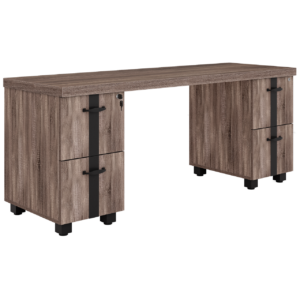 OfficeSource Riveted Collection Double Pedestal Credenza