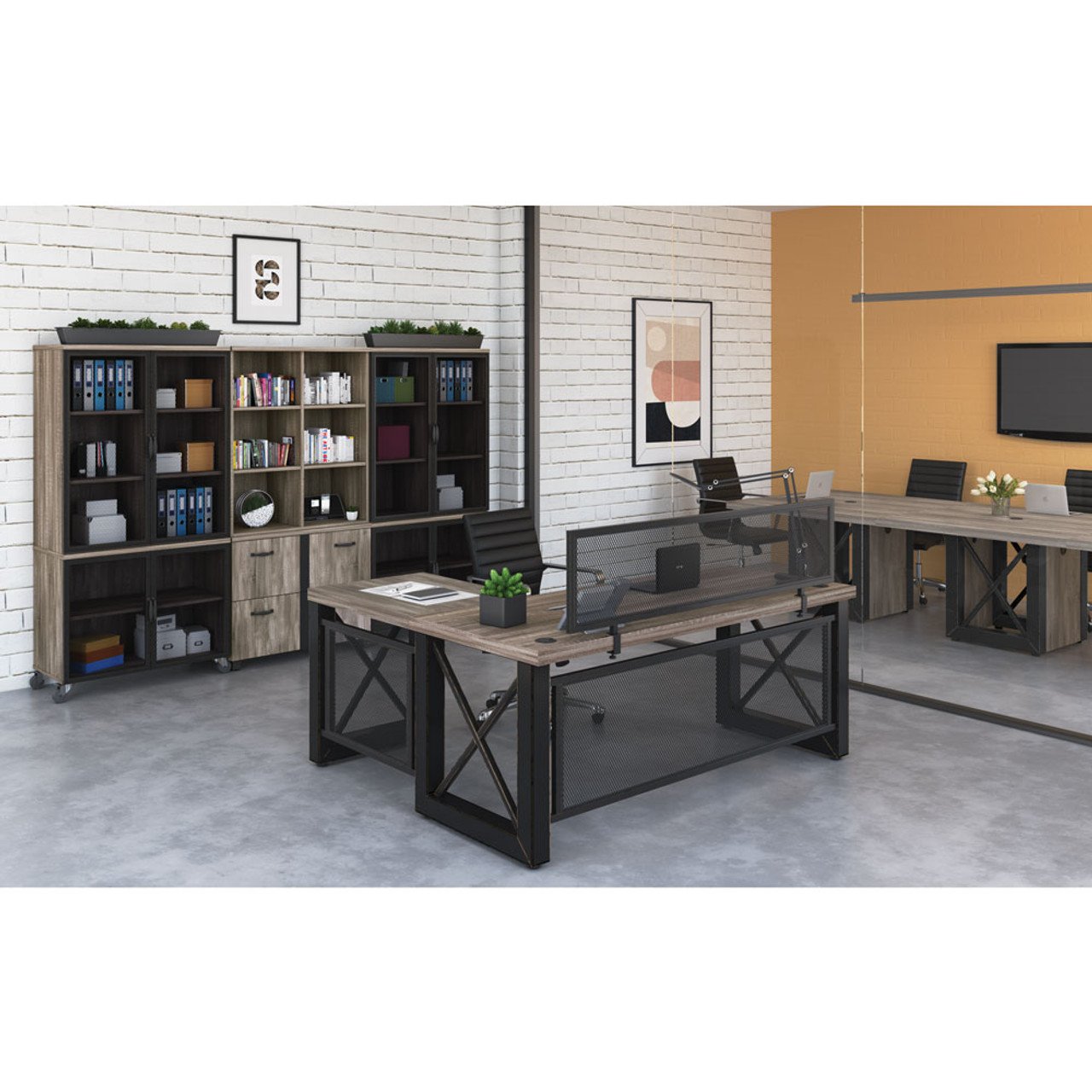 OfficeSource Riveted Collection Optional Mesh Metal Doors - (For HIMB36) - Image 2