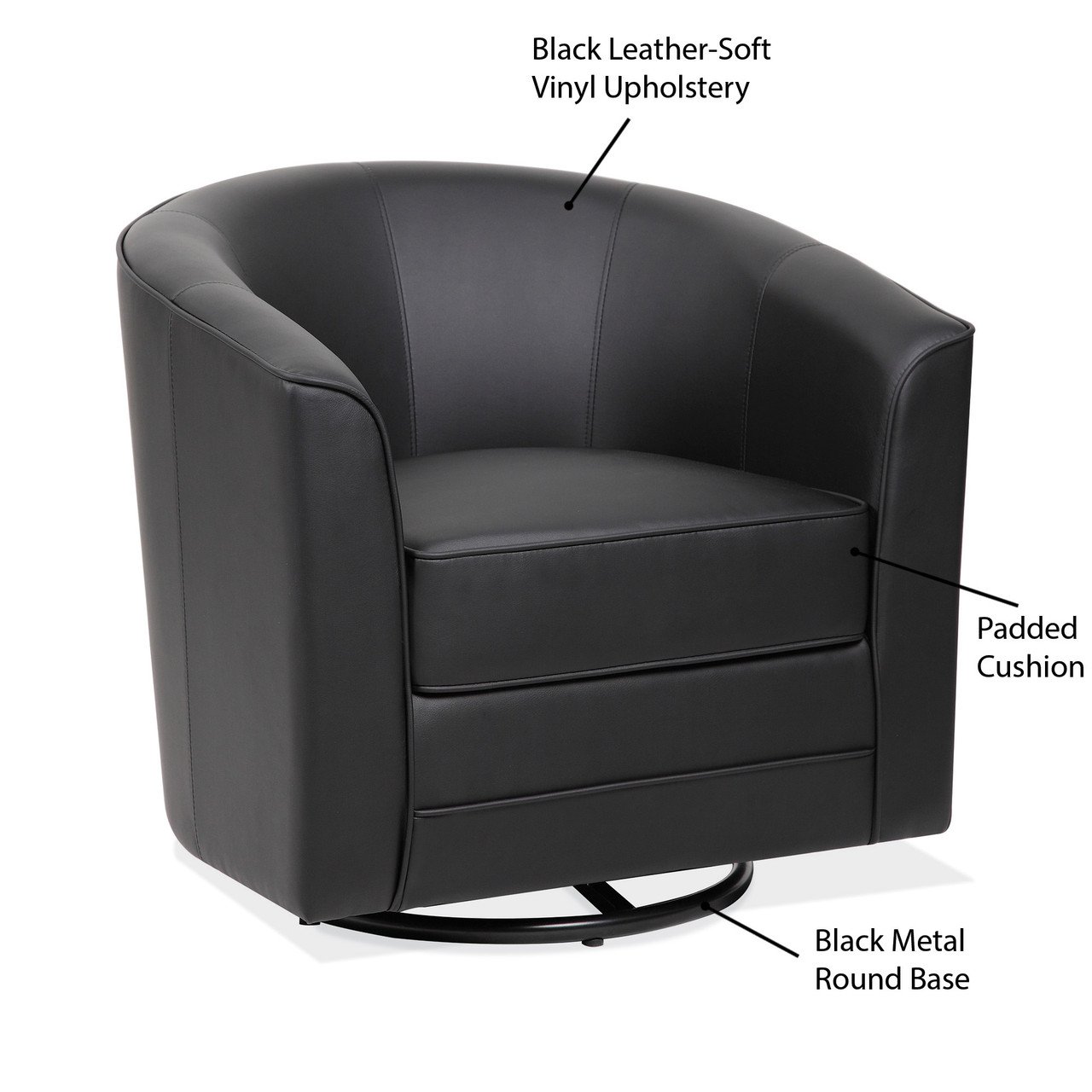 OfficeSource Round Collection Swivel Club Chair - Image 6