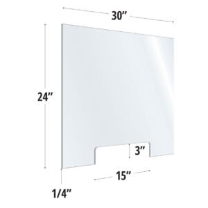 OfficeSource SafeGuard Barrier Collection Clear Acrylic Screen with Transaction Cutout - 30"W x 24"H