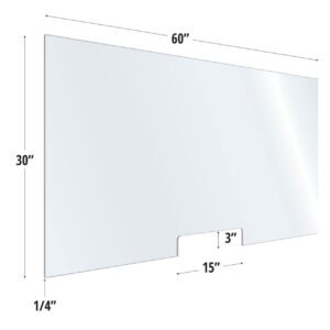 OfficeSource |SafeGuard Barrier Collection | Clear Acrylic Screen with Transaction Cutout - 60"W x 30"H