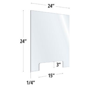 OfficeSource SafeGuard Barrier Collection Clear Acrylic Screen with Transaction Cutout - 24"W x 24"H