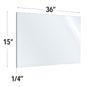 OfficeSource SafeGuard Barrier Collection Clear Acrylic Screen with Rounded Edges - 36"W x 15"H