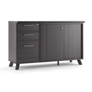 OfficeSource | Sienna Collection | Credenza with File and Dual Box Storage and Sliding Doors