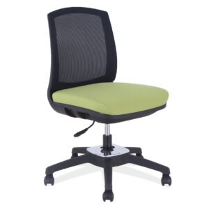 OfficeSource | Sit Up Collection | Armless, Mesh Back Core Chair with Rotating Tilt and Black Base
