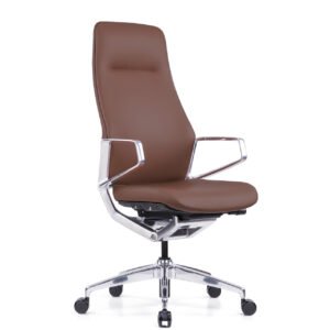 OfficeSource Veneto Executive High Back Chair with Polished Aluminum Frame