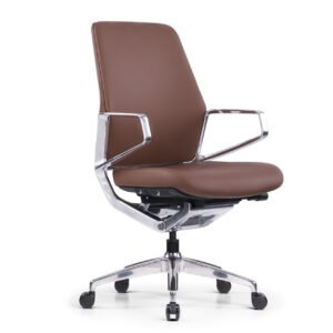 OfficeSource Veneto Executive Mid-Back Chair with Polished Aluminum Frame