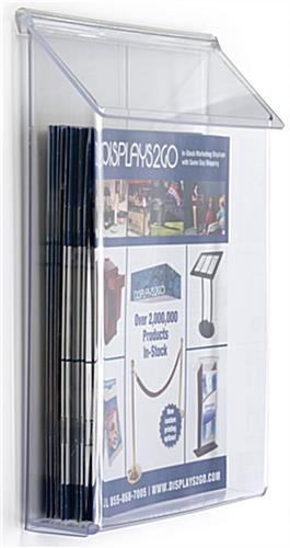 Outdoor Acrylic Magazine Wall Rack, 8.5"w, Single Pocket, Hinged Lid - Clear - Image 2