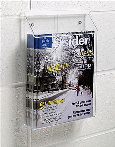 Outdoor Acrylic Magazine Wall Rack, 8.5"w, Single Pocket, Hinged Lid - Clear - Image 3